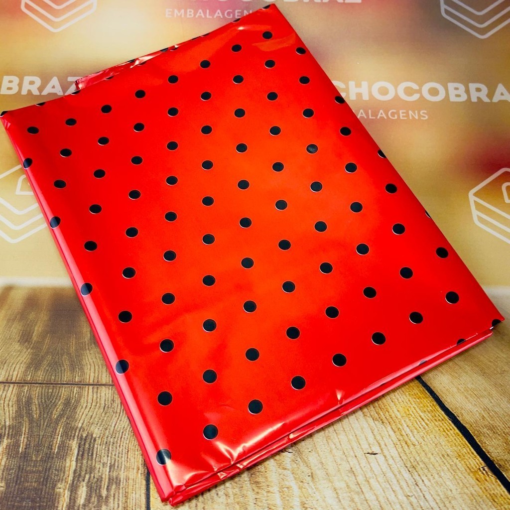 10~50 TOALHAS P/ MESA FESTA POA VERMELHO/PRETO BOPP PEROLA  78X78 INOVE