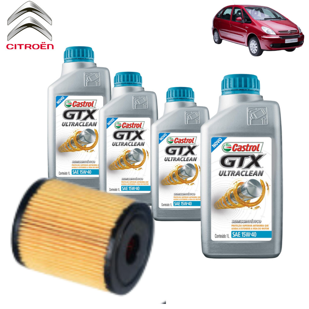 KIT 4L ÓLEO CASTROL GTX 15W40 SL ULTRACLEAN + 1 FILTRO (TOE1730)