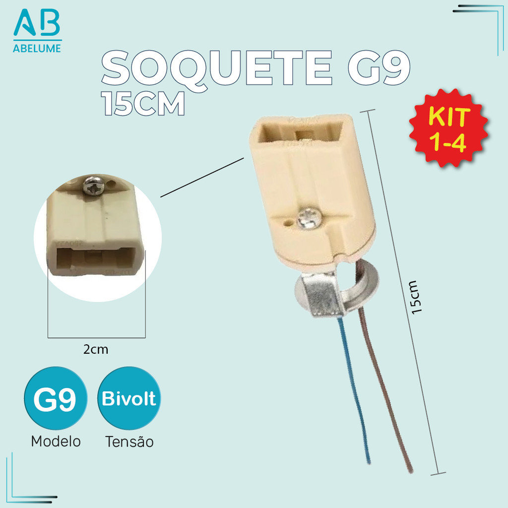 Soquete p/ Lâmpada G9 15CM Halopin Bipino com cabo Bivolt em Oferta na Shopee