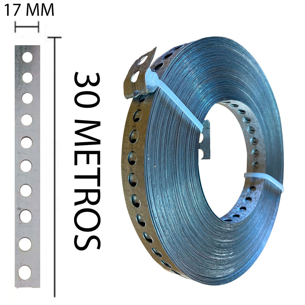 Fita Perfurada de Aço 17mm x 30 Metros Galvalume Galvanizada