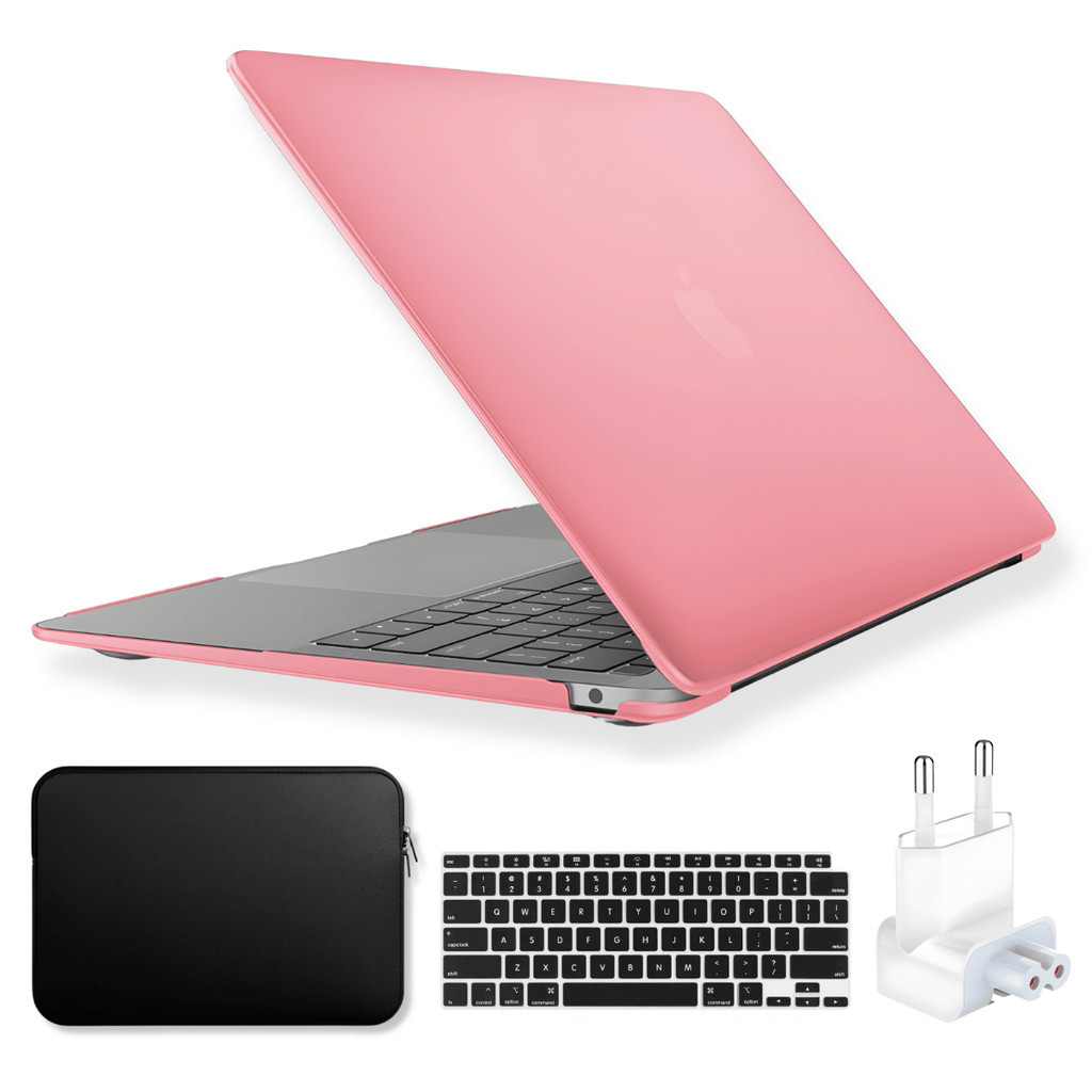 Capa P/ MacBook Air 13 M1 A2337 - Kit Case Rosa Fosco + Bag Neoprene + Capa de Teclado + Plug