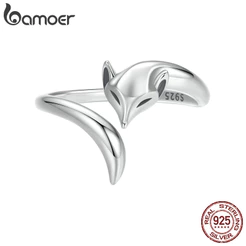 Bamoer 925 Sterling Sliver Fita Aberta Anel Raposa Presentes De Moda Requintada Para Mulheres
