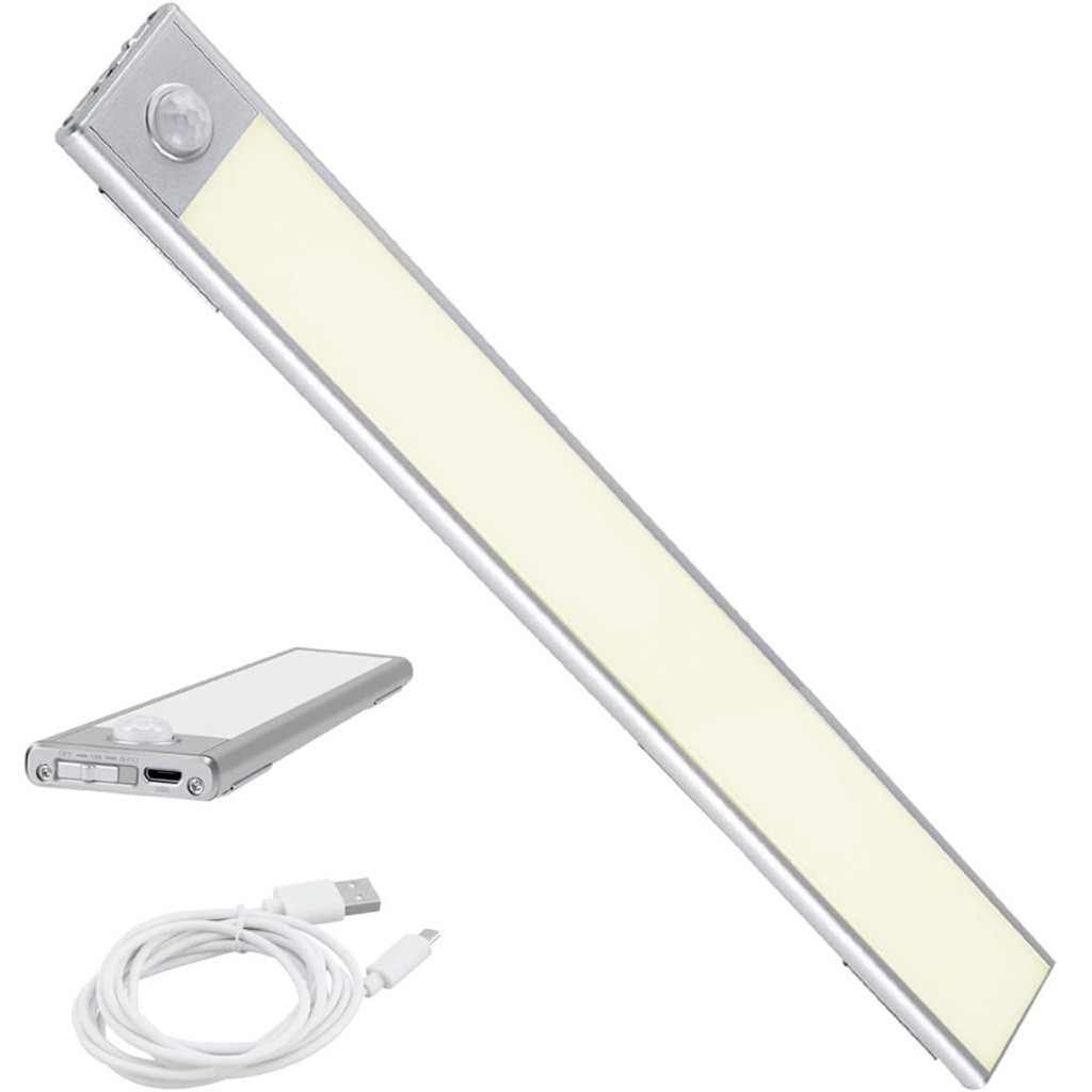 Luminária Led Com Sensor De Movimento Presença Recarregável Armário Guarda-Roupas Escada 40cm