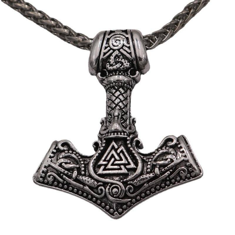 Viking Estilo Odin Ray Deus Martelo Rune Pingente Colar | Acessórios de Moda Populares Europeus Americanos Retro Moda Masculina em Liga | Um Deve-Ter para os amantes do fã literário!