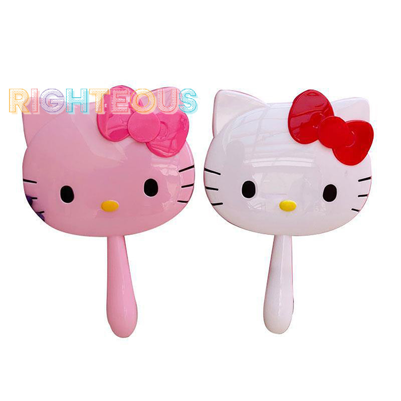 Desenho Animado Direito Sanrio Hello Kitty Maquiagem Manual Mirror Kawaii Kt Cat Handle Espelhos Menina Aniversário Gift Novo