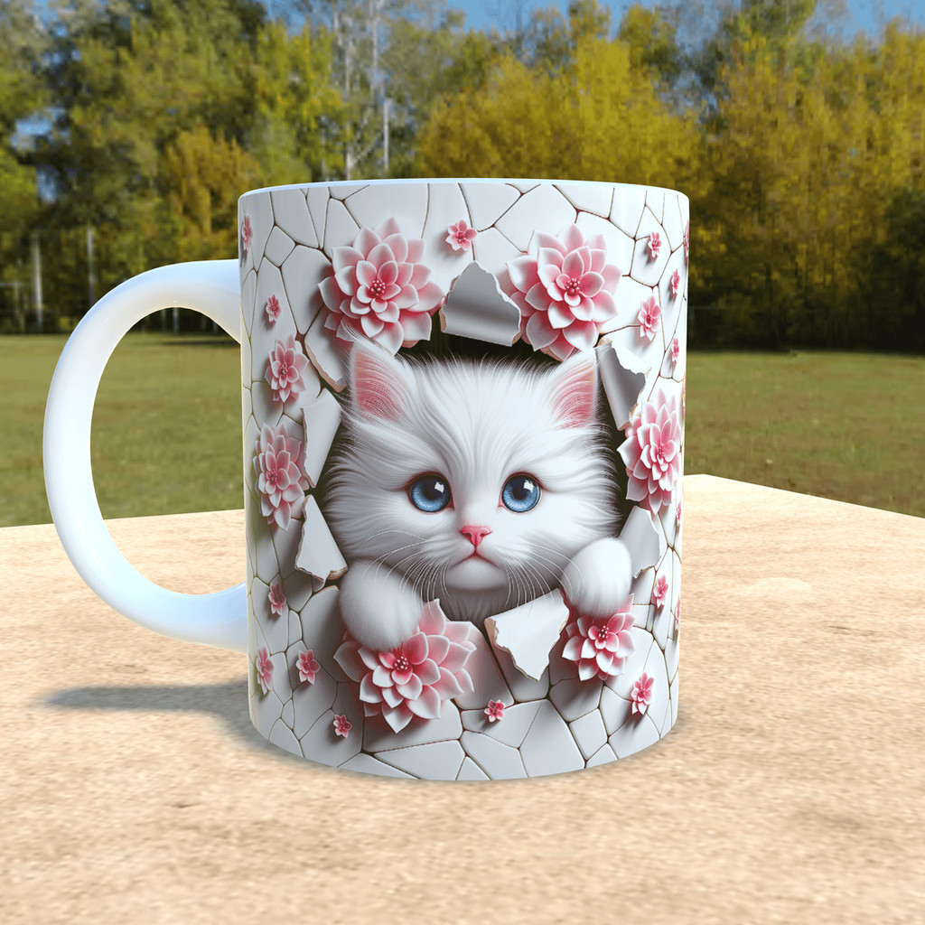 Xícara Gatinho 3D Gato Porcelana Personalizada Impressão 3D Rosa em Oferta na Shopee