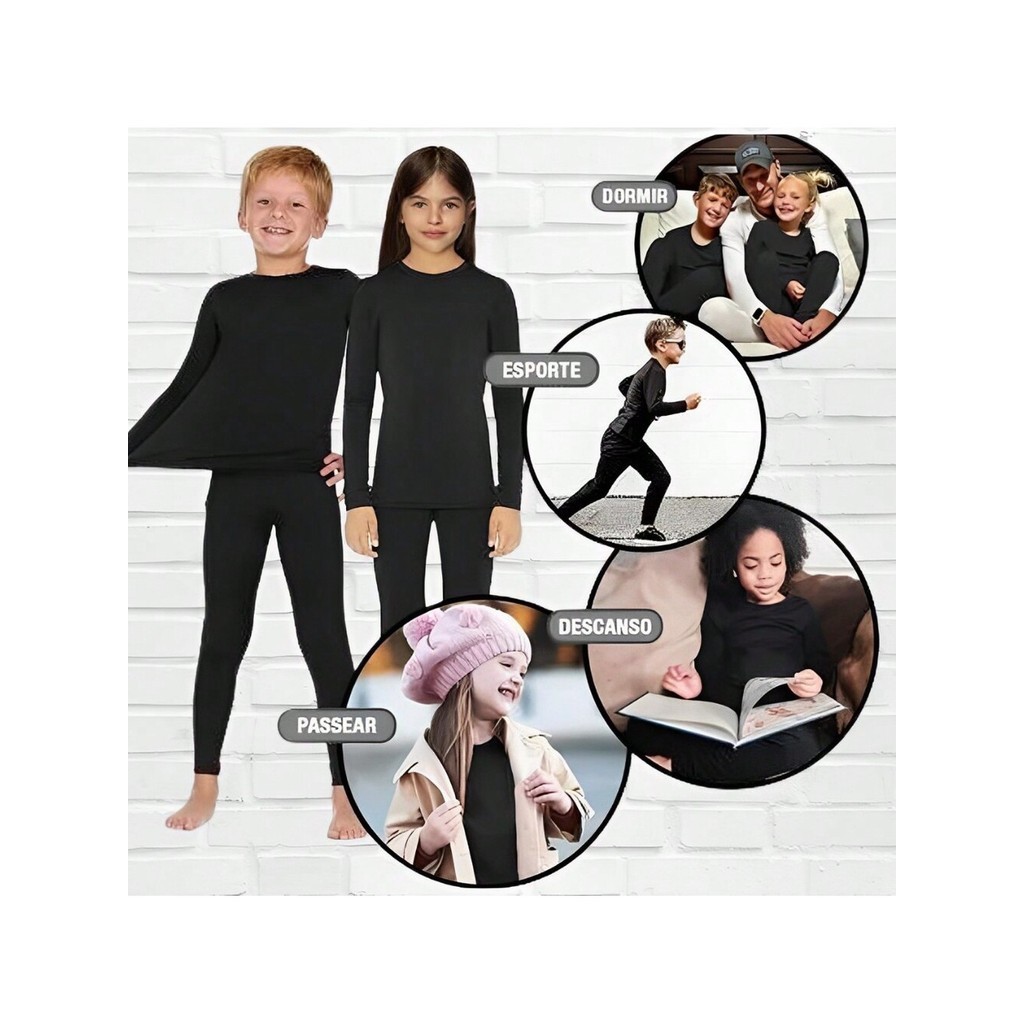 Roupa Térmica Peluciadas flanelada blusa com calça Infantil Menino ou menina Juvenil Inverno frio neve inverno pijama longo melhor que moletom
