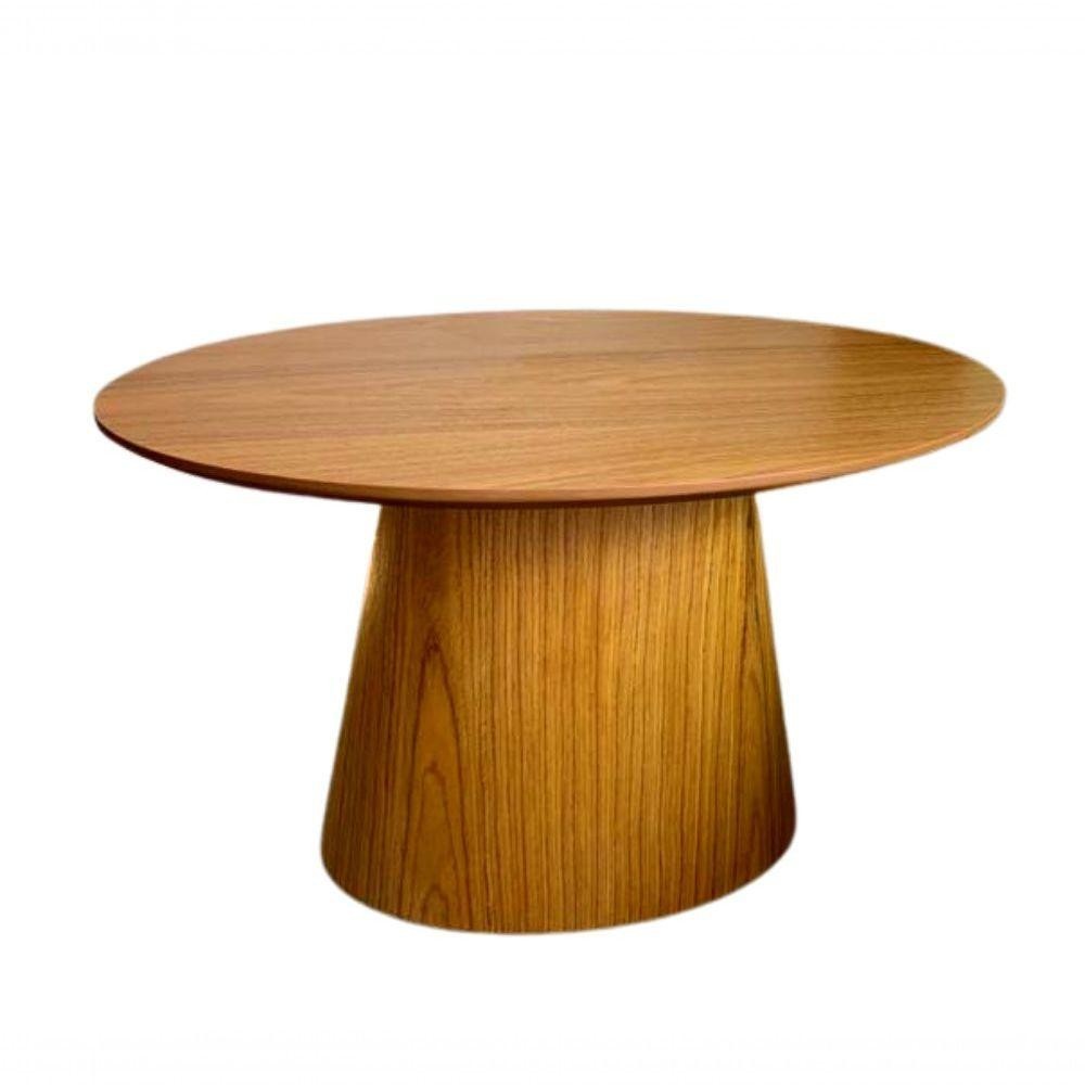 Mesa Cone De Centro Oval 120X80Cm Tampo Freijó Marrom