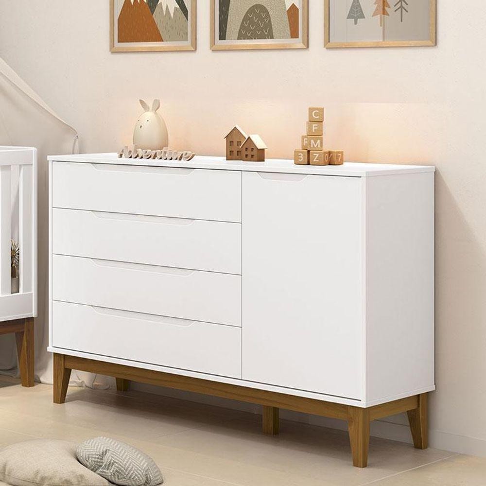 Cômoda Com Porta Classic Elfe Branco Acetinado Amadeirado - Reller em Oferta na Shopee