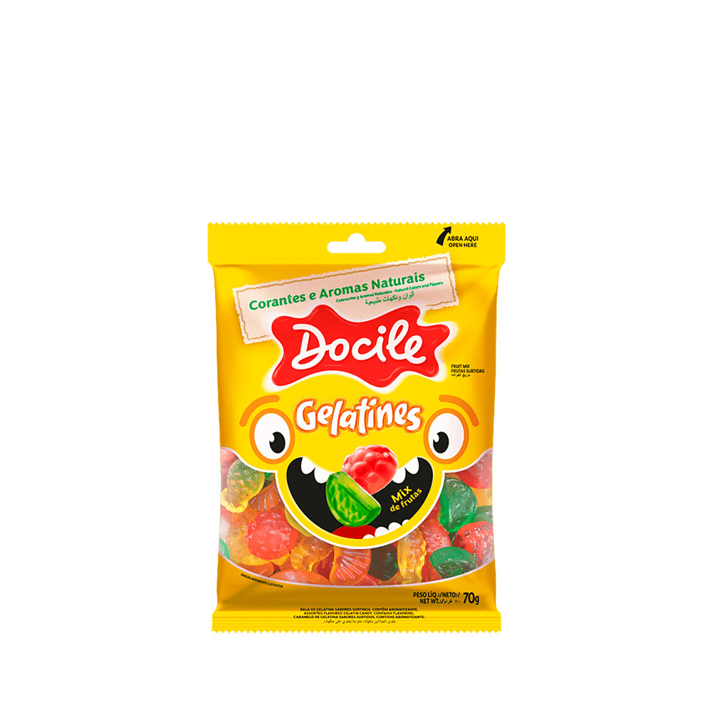 Bala de Gelatina Mix Frutas Naturais 70g - Docile
