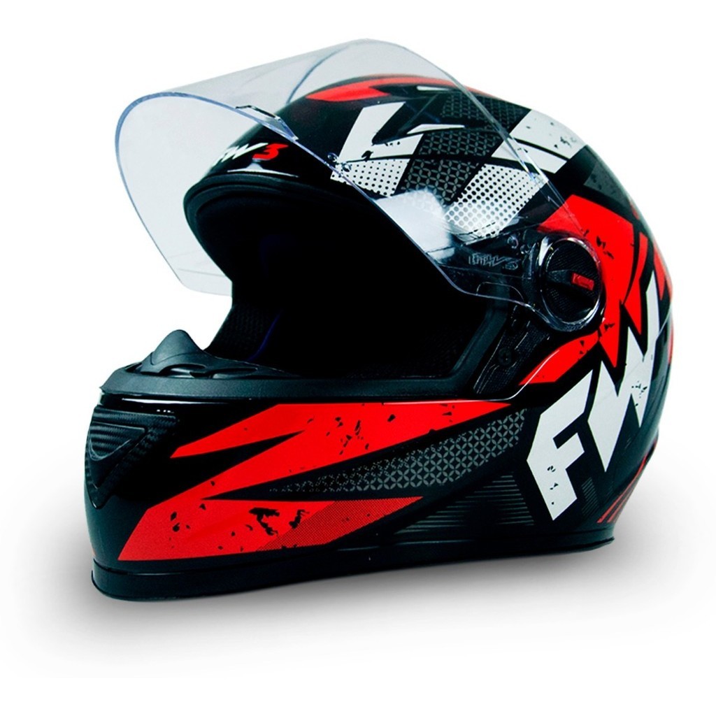 Capacete Moto Fechado GTN Speed Viseira Cristal Banco/Vermelho Inmetro Tamanho 60 - FW3 em Oferta na Shopee