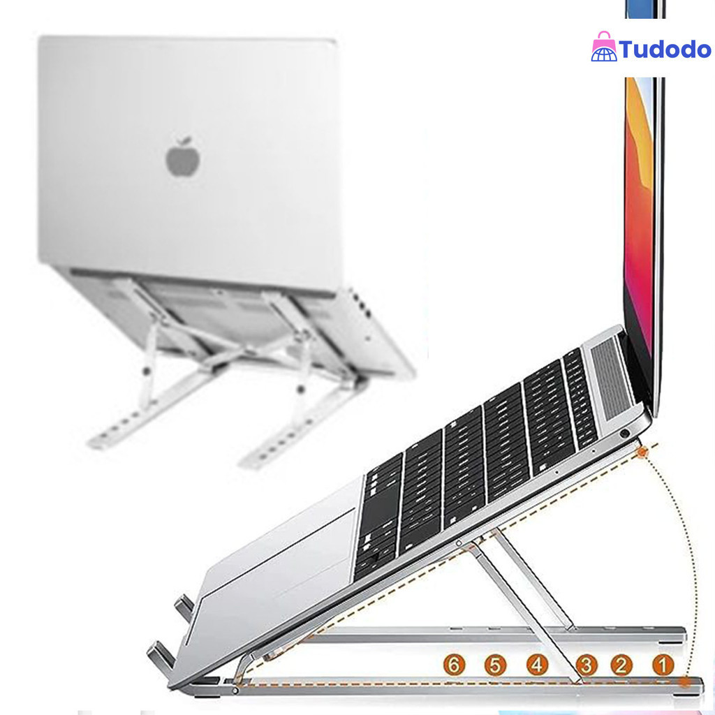Apoio de alumínio para notebook: ajuste de altura, fácil transporte, alta resistência, dissipação de calor