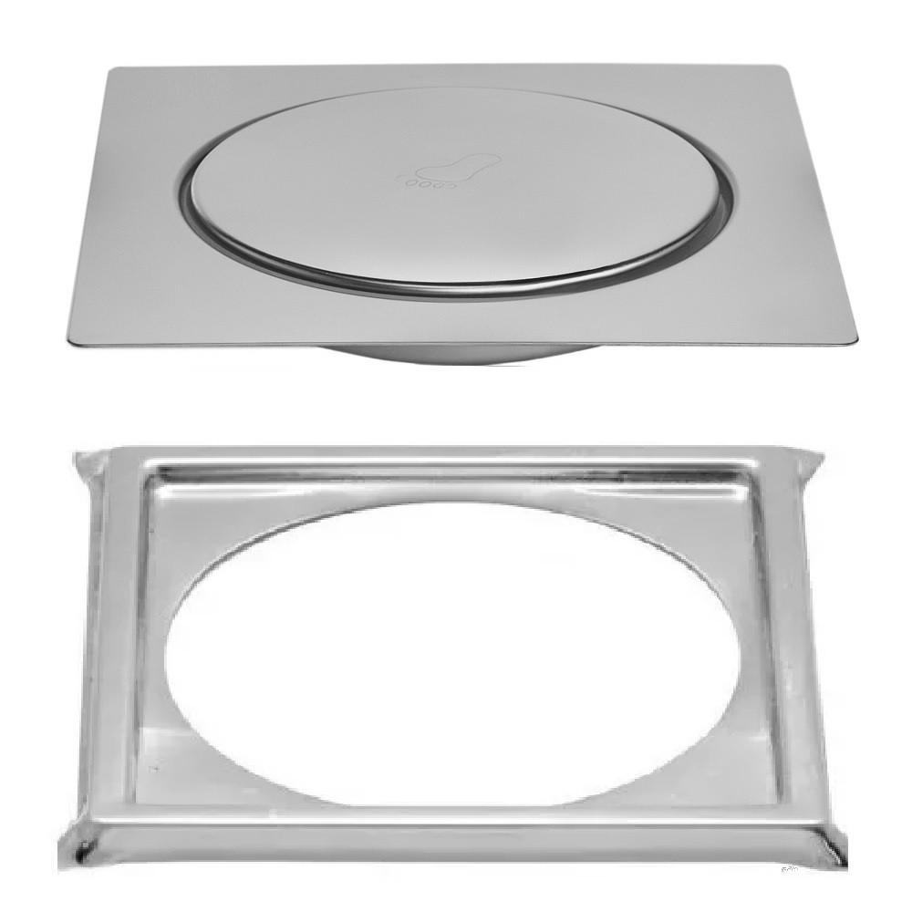 Ralo Click Inteligente Em Inox 15x15 Cm + Porta Grelha