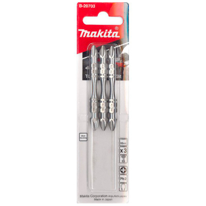 Pacote C/ 3 Pcs Bits Phillips De Torcao 65mm PH2 Duplo Makita B-20703 em Oferta na Shopee