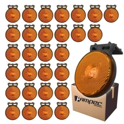 Kit 30 Lanterna Lateral LED Para Carreta Caminhão Trailer Reboque Com Suporte Amarela P 65mm