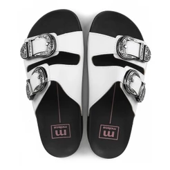 Rasteira Birken Moleca Metal Fivelas - Branco