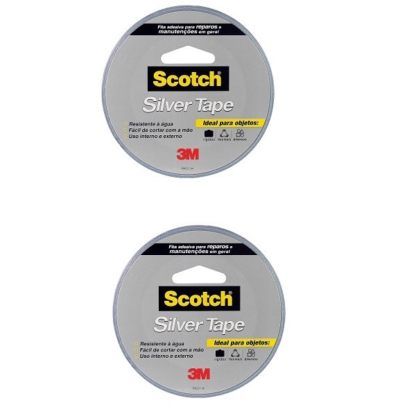 Kit 2 Fitas Silver Tape 3M SCOTCH 45MM X 25M em Oferta na Shopee
