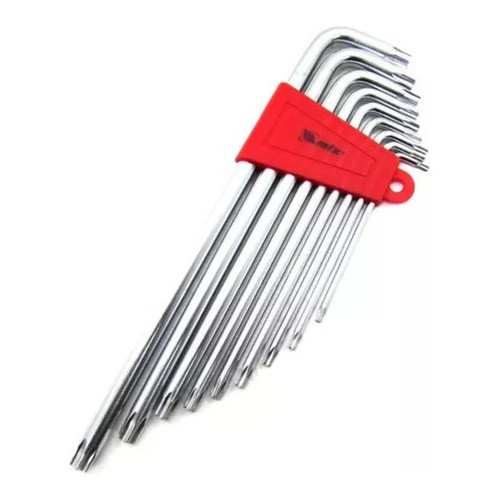 Jogo 9 Peças Chaves Hexagonais Torx T10 A T50 Longas Mtx Mecanico Funileiro Lanterneiro Lanternagem Eletricista Auto
