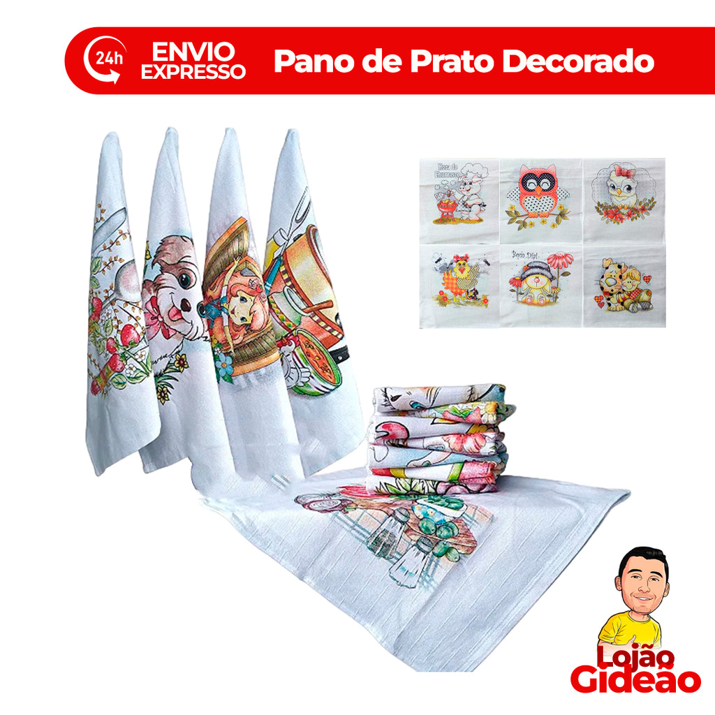 Pano de Prato Estampado 37x60cm Para Secar Louça Cozinha