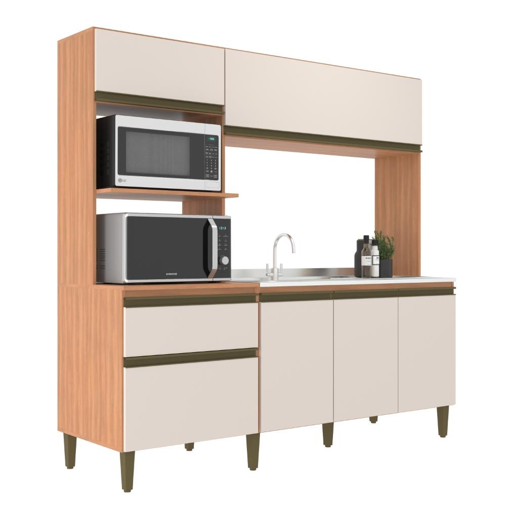 Cozinha Compacta J Carvalho Vitoria New 6 Portas 1 Gaveta Freijó/Off White em Oferta na Shopee