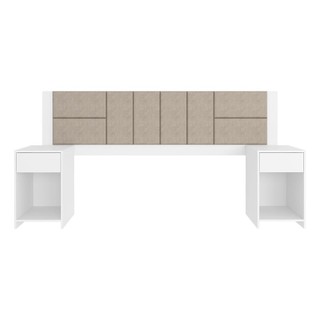 Cabeceira Estofada Para Cama Queen Dubai Bran/bege - M. Arapongas em Oferta na Shopee