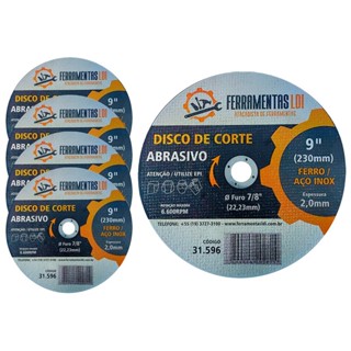 Disco De Corte Ferro Inox 9 Polegadas 230mm Kit 5 Unidades Ferramentas LDI em Oferta na Shopee