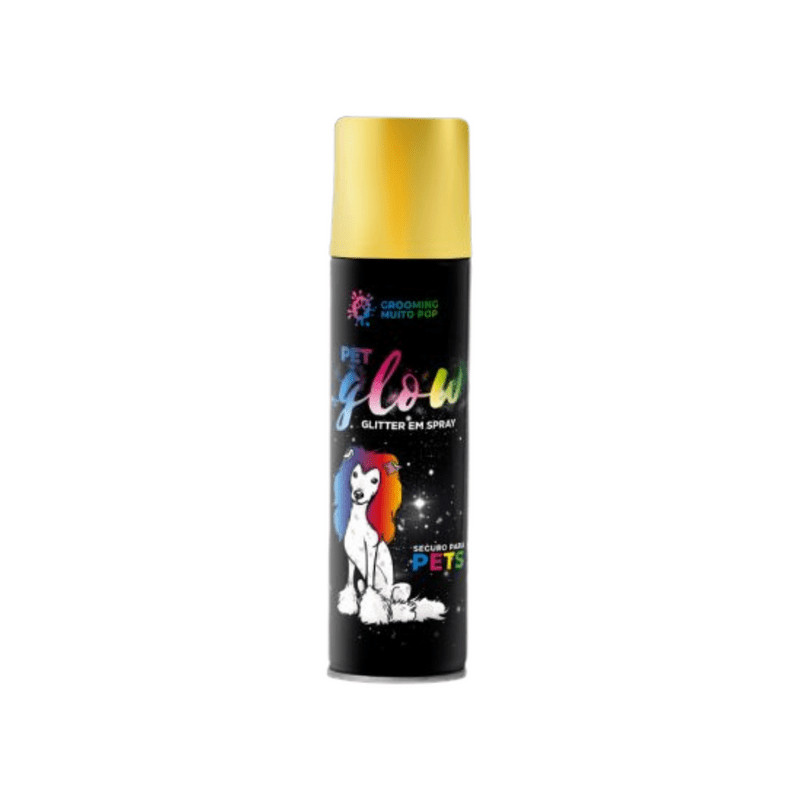 Spray Coloração Pet Grooming Muito Pop Pet Glow Glitter Dourado