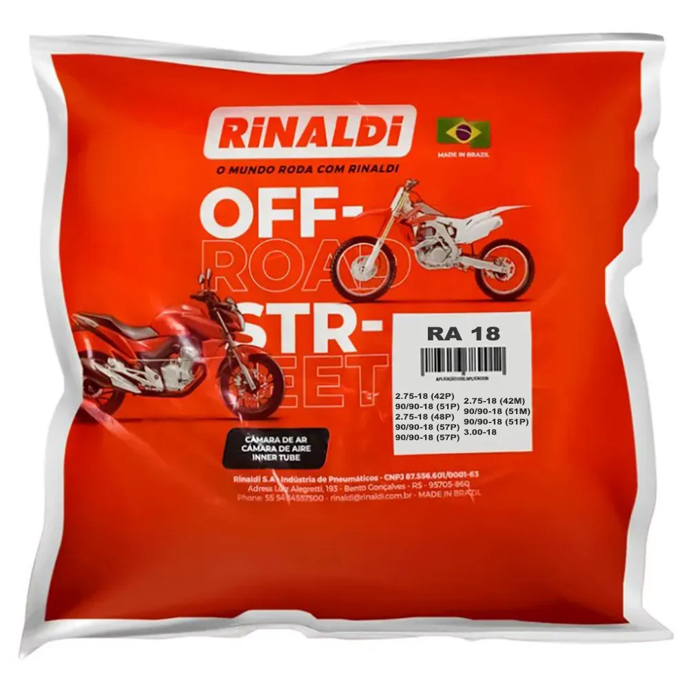 Câmara de Ar Para Moto Aro 18 RA18 - Rinaldi