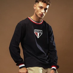 Camisa São Paulo Retrô 1969 Manga Longa Preta Oficial