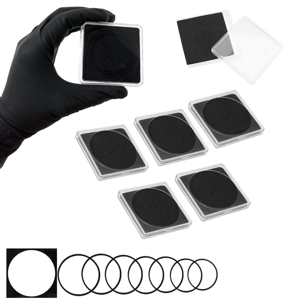 Kit 5 Capsulas Porta Moedas Molde Ajustável Quadrado De Acrílico 65mm Case Coin Holder