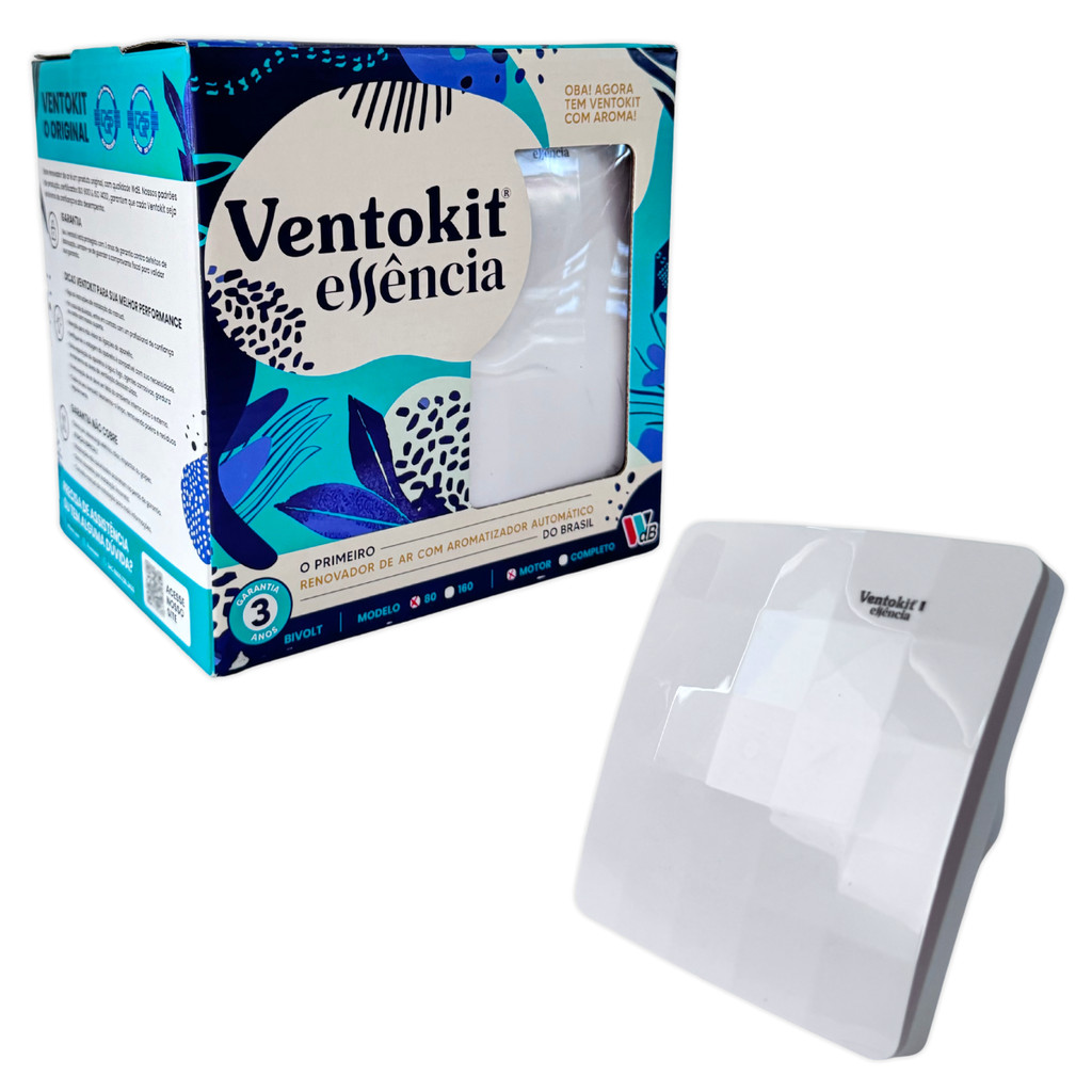 Exaustor Aromatizador Ventokit Essência M80 Bivolt 100mm 80 m³/h Refil Motor Renovador de Ar