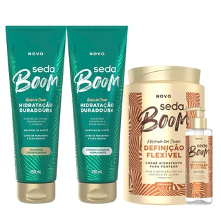 Kit Seda Boom Shampoo 250ml + Cond. 250ml + Creme 1kg + Sérum em Oferta na Shopee
