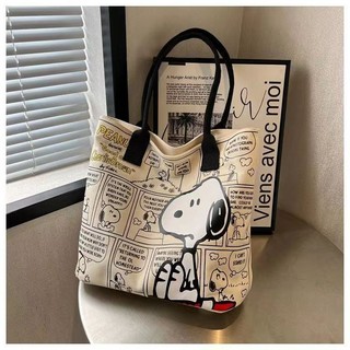 Bolsa de lona Snoopy fofa Bolsa feminina de verão de grande capacidade Bolsa tote Snoopy de desenho animado da moda