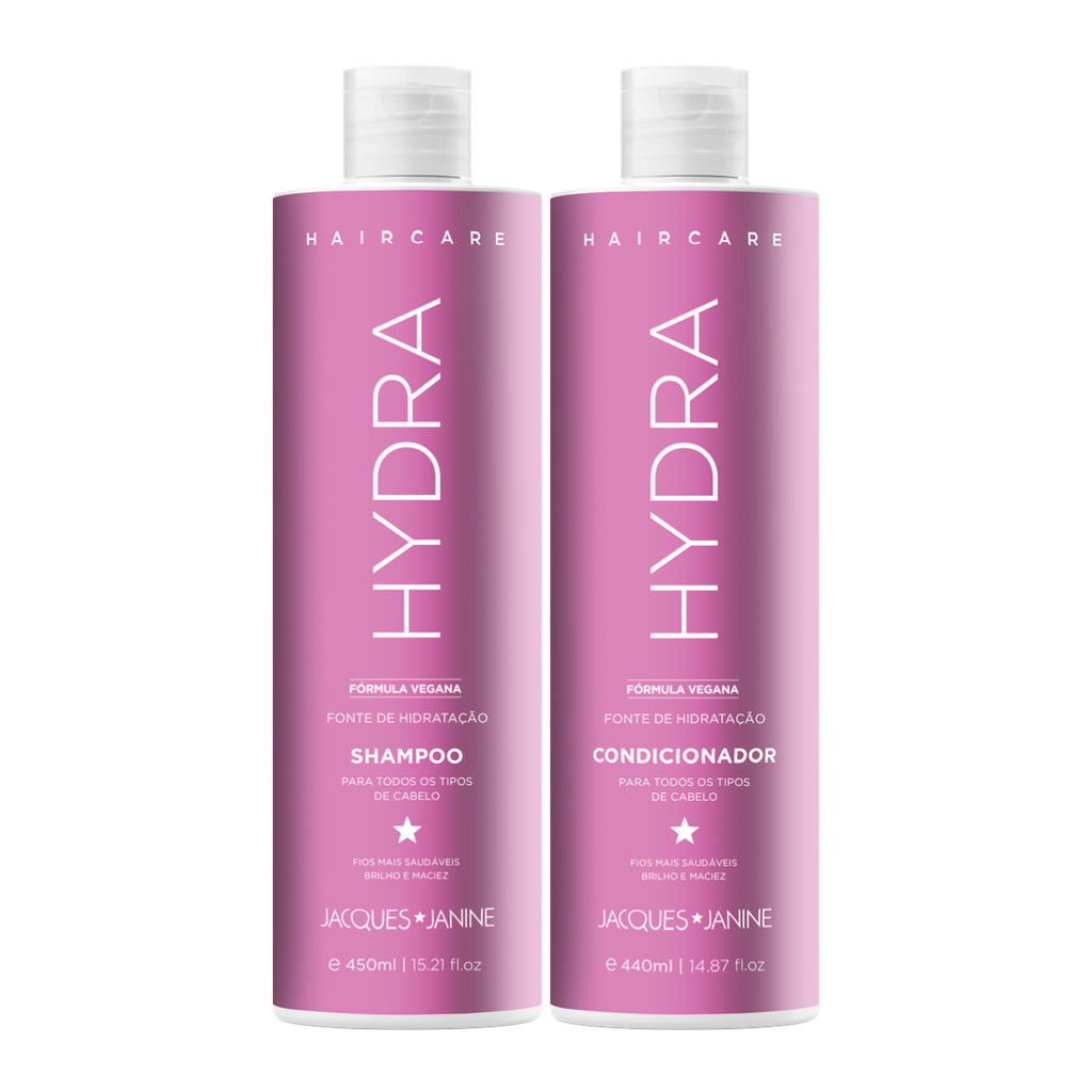 Kit Hair Care Hydra Jacques Janine Shampoo Sem Sal 450ml + Condicionador Leave-in 400ml Hidratação - Beauty