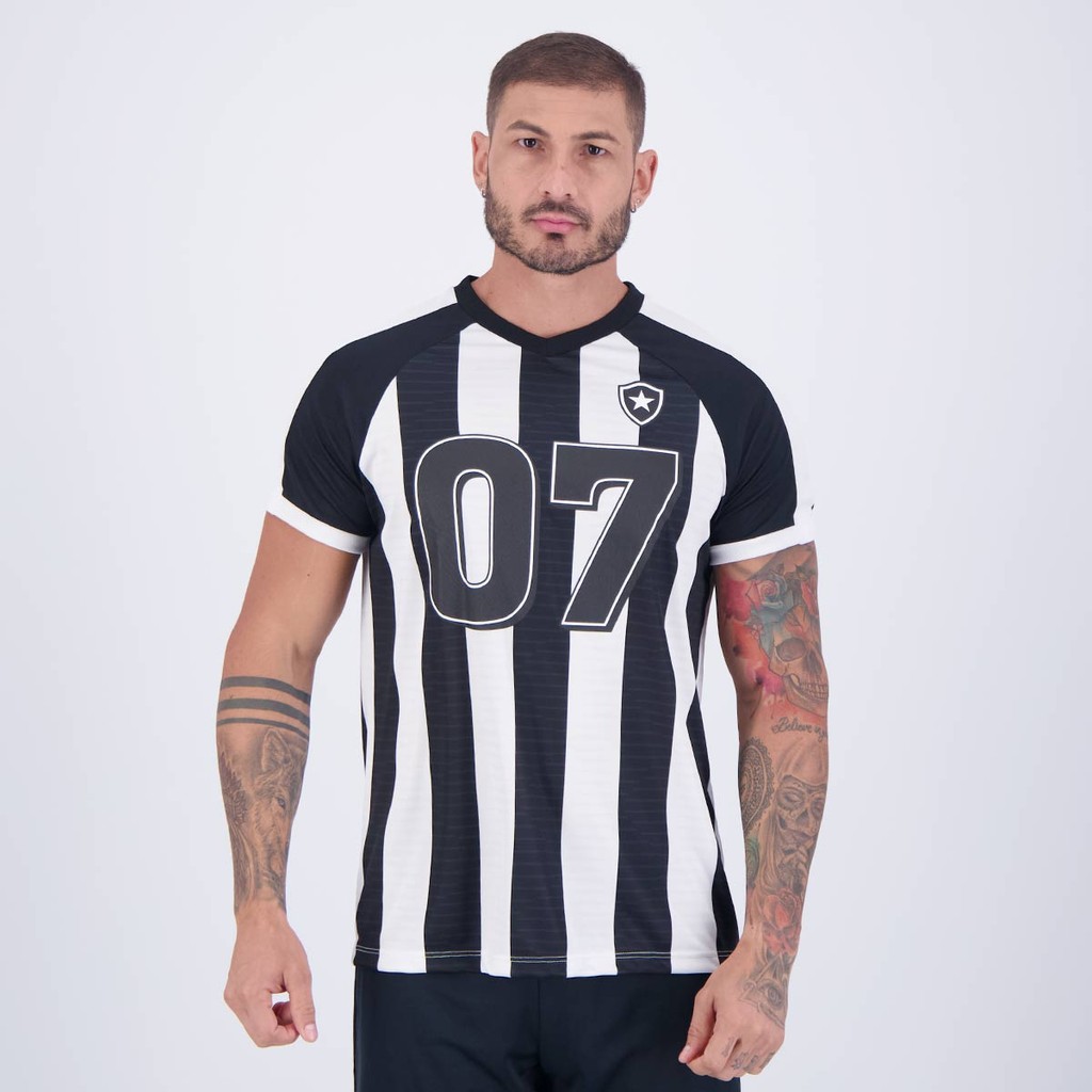Camisa Botafogo Grammar Preta e Branca em Oferta na Shopee