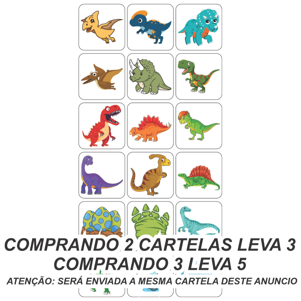 Cartela de Adesivos 18 Unidades de 3,8x3,8 cm Dinossauro Prova de Água Cores Vibrantes e Alta Durabilidade  Ideal para Tags Etiquetas Rótulos Brindes de Aniversário Lembrancinhas lembrança Lacres Cadernos Celulares Tubetes Latinhas Saquinhos brinde
