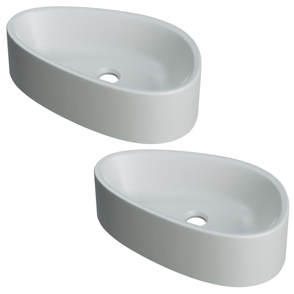 Kit 02 Cubas de Apoio Gota Para Banheiro Lavabo C01 BG43W Cinza Matte Fosca  - Lyam - Home & Living