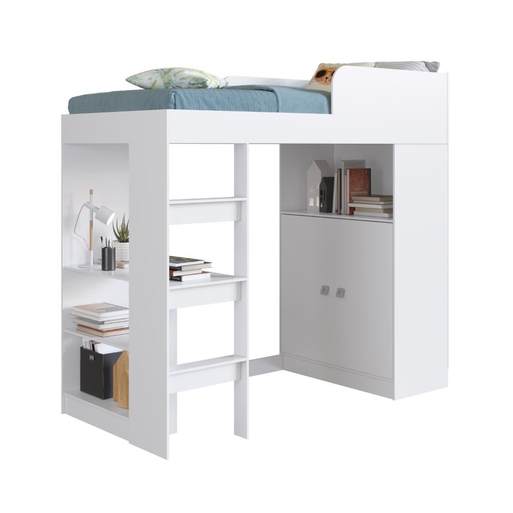 Cama de Solteiro Multifuncional Art In Móveis San Francisco Branco Escrivaninha Armario em Oferta na Shopee
