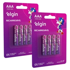 Kit 2 Blister 4 Pilha Recarregável Aaa Palito 1000mah Elgin