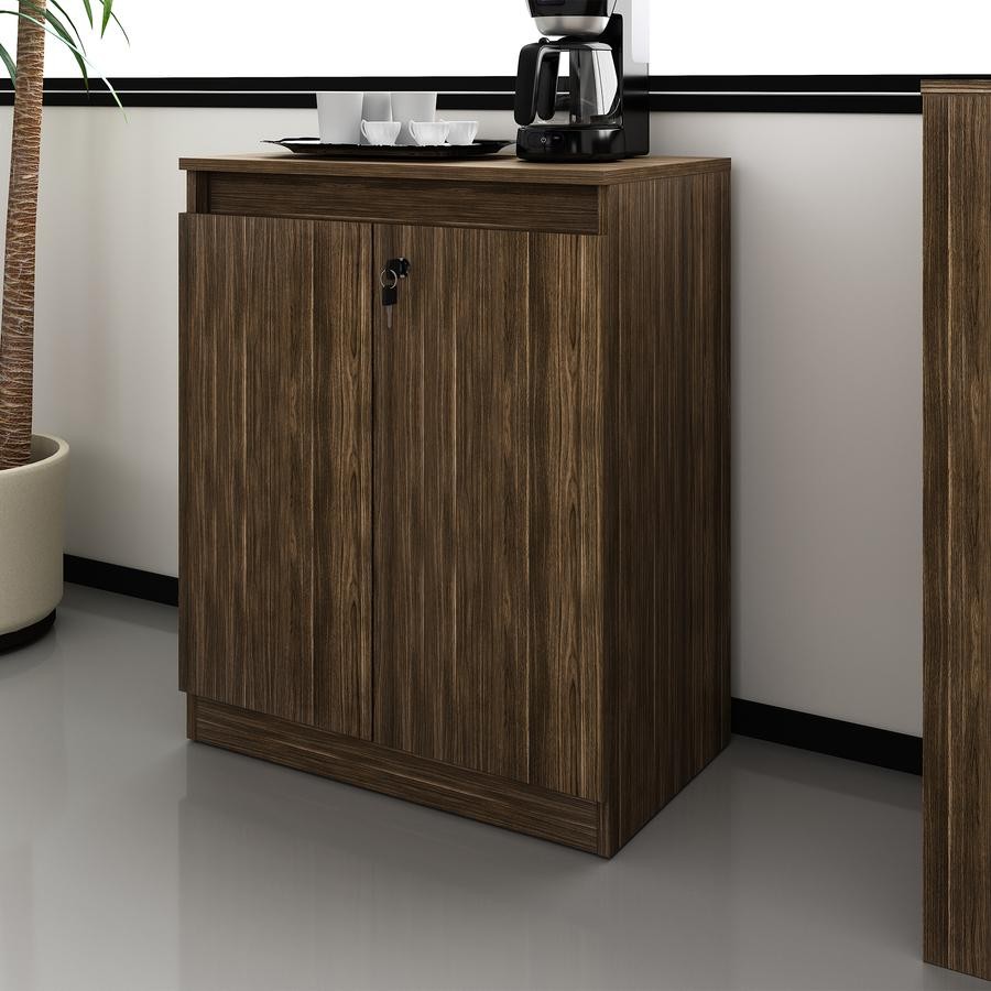 Balcão Com Chave Escritório Home Office 2 Portas prateleira Nogal