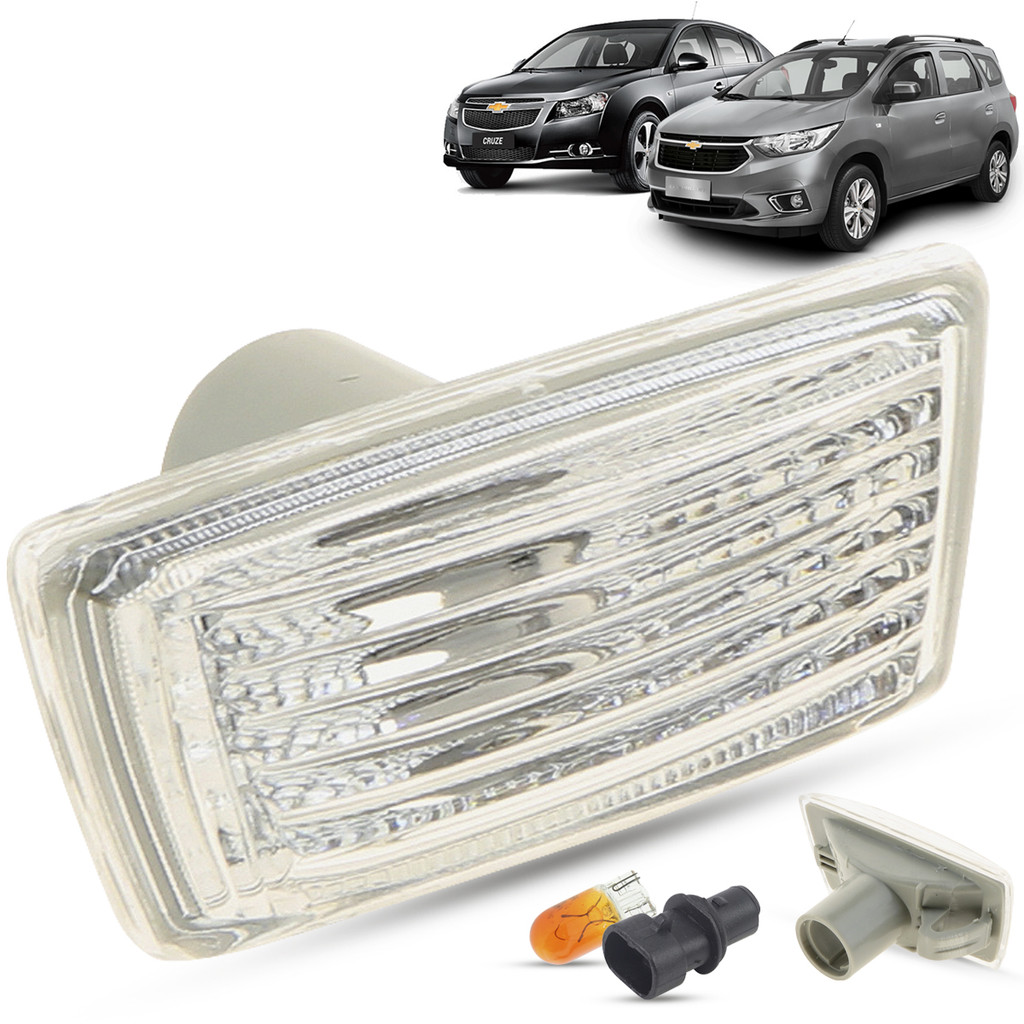 Lanterna Pisca Seta Lateral + Soquete e Lampada Chevrolet Cruze 2011 2012 2013 2014 2015 2016 Spin 2019 2020 2021 2022