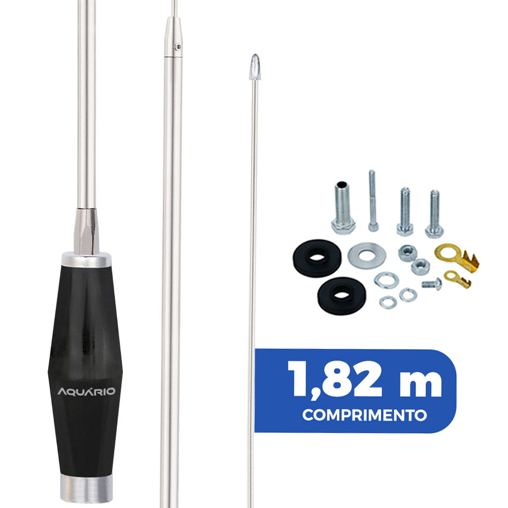 Antena Px Inox Mini Maria Mole 1,40m Alongador 40cm Parafusos Anti-furto em Oferta na Shopee