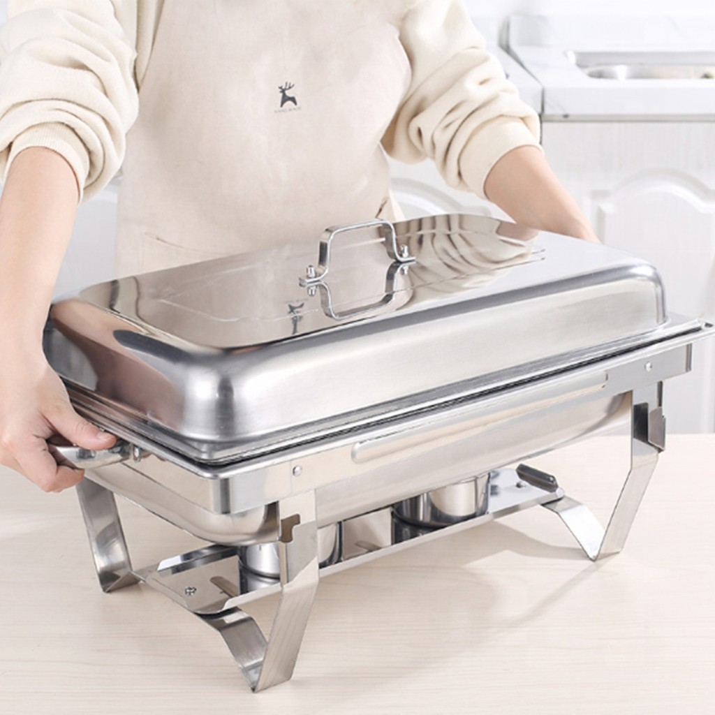 Rechaud Inox 12 Litros 1/2 Panelas Banho Maria 2 Cubas Buffet em Oferta na Shopee