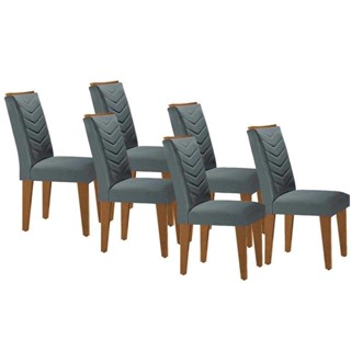 Cadeira Sala de Jantar Londrina Madeira Kit 6 Un Capuccino - Veludo Grafite - Rufato em Oferta na Shopee
