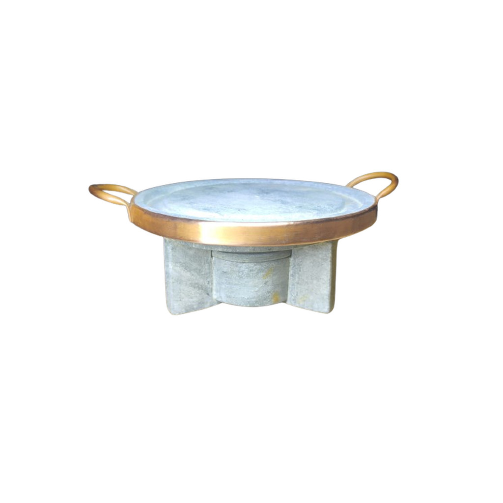 Conjunto founde - grelha 32 cm com Rechaud em Pedra Sabão
