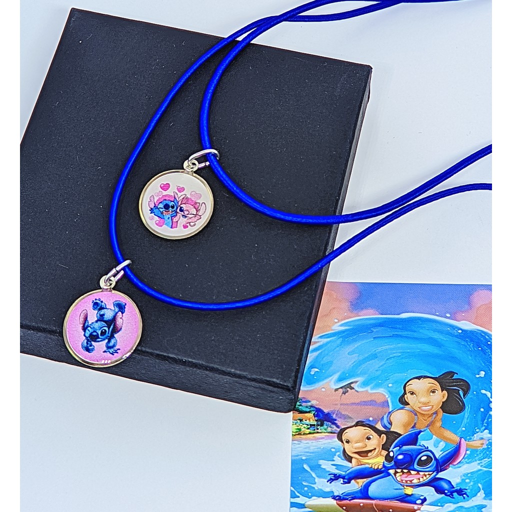 Kit 2 Colares Infantil Duplo Amizade Colar Best Friend Personagem Disney Lilo e Stitch Lembrancinha presente