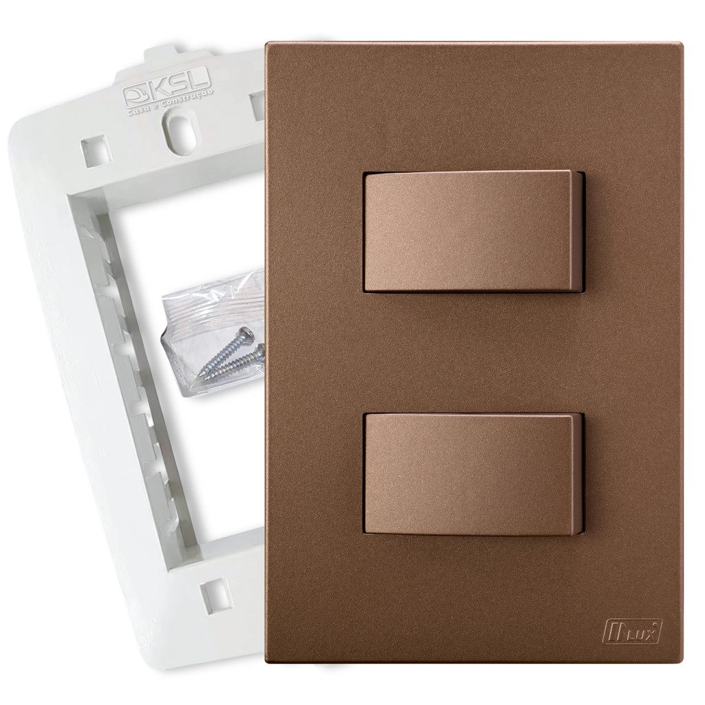 Interruptor De Luz Duplo Simples Corten Fosco Recta Blux