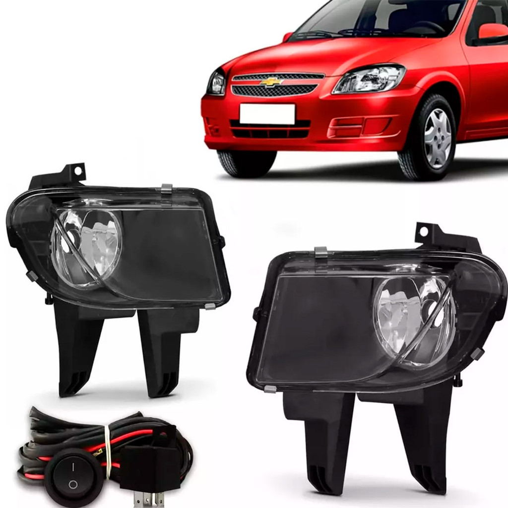 Kit Farol De Milha Neblina Celta Prisma LS e LT  2007 à  2015 Com Botão Alternativo