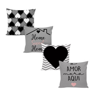 Kit 4 Capas de Almofadas Decorativas de Sala Quarto e Escritório 42 Cm x 42 Cm Estampas Va...
