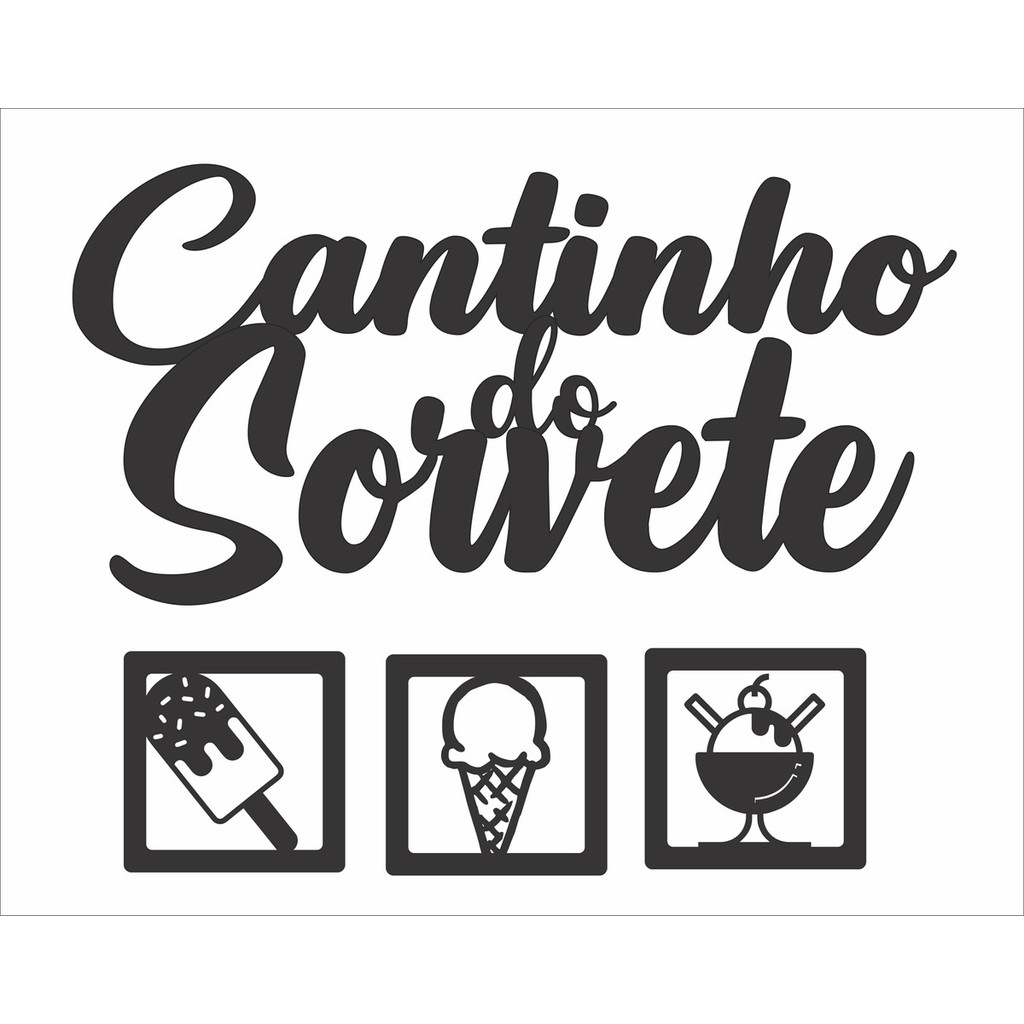 Cantinho Do Sorvete 4 Peças 40x30cm Decoração Mdf em Oferta na Shopee